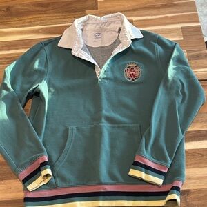 Brooks Brothers Green Rugby Sweater with Striped Accents